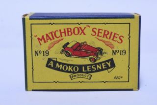 Vintage Matchbox Moko Lesney No 19 Mg Midget Empty Box Only