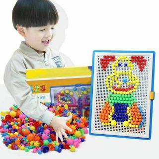 Children Kids Puzzle Peg Board With 350 Pegs Educational Toys Art Creative Gifts