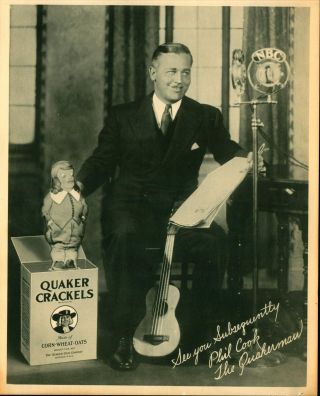 Rare 1930 Quaker Cereals Nbc Radio Premium Photo The Quakerman Phil Cook