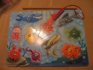 Melissa And Doug Magnetic Wooden Fishing Game Puzzle