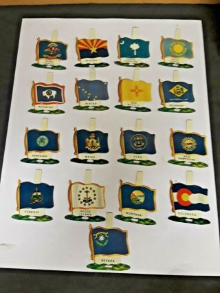 1959 Vintage Nabisco Shredded Wheat Usa State Metal Flags - 17 Different