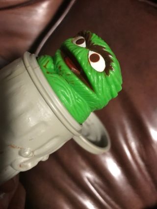 Vintage 1979 Sesame Street Oscar the Grouch Action Figure 5 In.  Trash Can Muppet 3