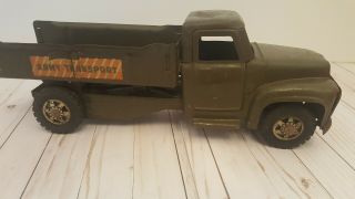 Vintage Buddy L Army Transport Truck Large 1950s Military Green Antique