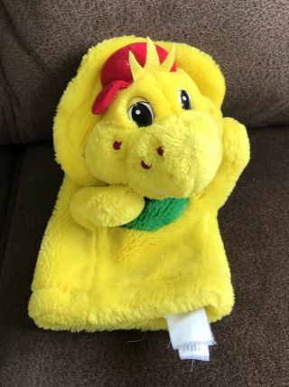 Golden Bear Lyons Brand BJ Yellow Dino Hand Puppet Plush Stuffed 9 