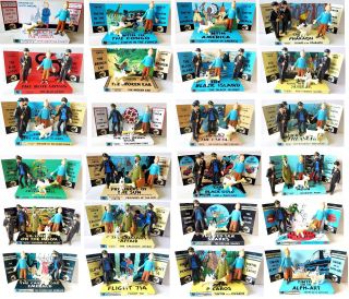 The Adventures Of Tintin Comic Book Action Figures On Custom Display Diorama