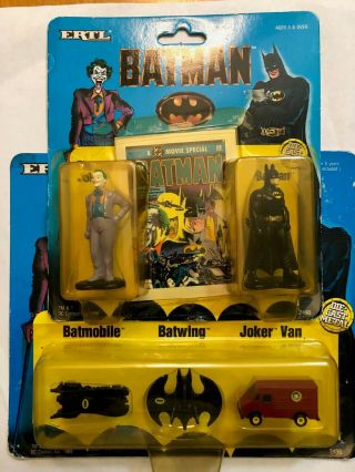 Ertl Batman And Joker Die - Cast Figures Vintage Batmoblie Batwing Joker Van
