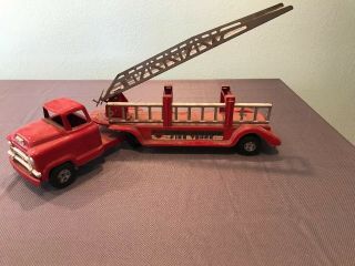Vintage 1950s Gmc Buddy L Fire Truck Hook & Ladder Pressed Steel