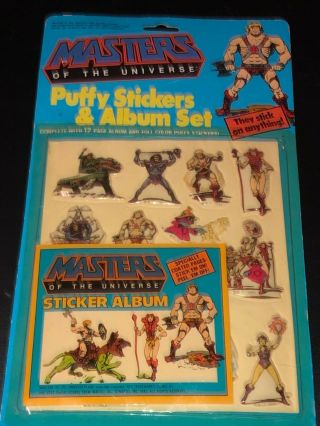Masters Of The Universe He - Man Puffy Stickers And Album Set Motu