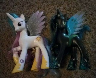 My Little Pony Winged Unicorns G4 Black Queen Chrysalis White Princess Celestia