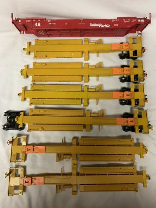 K - Line 7 Car Set Spine & Double Stack For Lionel Mth Train Intermodal Husky Twin