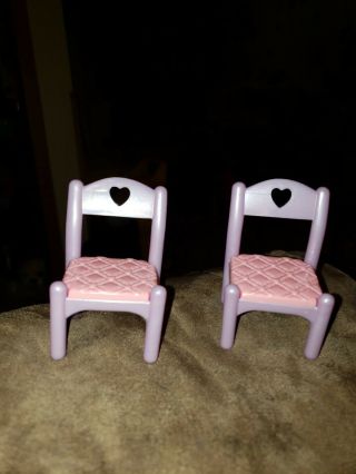 1995 Fisher Price Loving Family Dream Castle Purple & Pink Chairs Pair