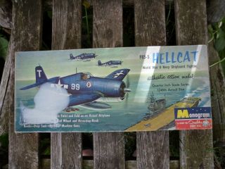 Vintage 1963 F65 - 5 Hellcat Airplane Model Monogram World War Ii Navy Fighter