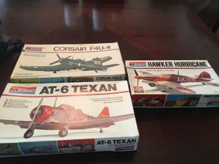 3 Vintage 1970’s 1/48 Scale Monogram Wwii Airplanes Models