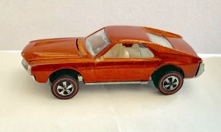 1969 Hot Wheels Redline Custom Amx Metallic Orange White Interior Us Base