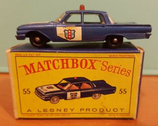 Matchbox A Lesney Police Patrol Car Ford Fairlane No 55 Series 1 - 75