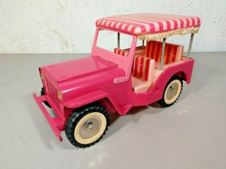 Vintage Tonka Pink Jeep Willys Surrey 350 Pressed Steel 1960s