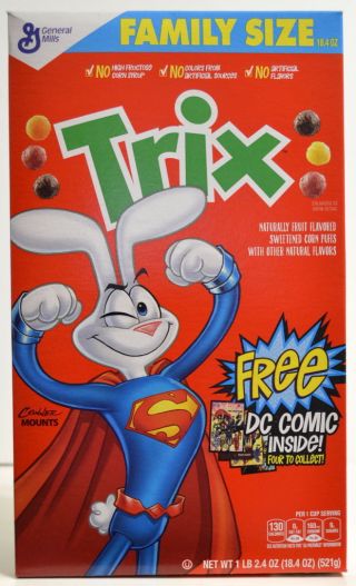 Trix Cereal Empty Box Dc Promo Superman Justice League Gen Mills