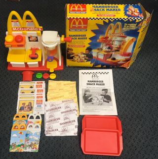 1993 Mcdonalds Mattel Hamburger Snack Maker Happy Meal Magic Wrappers Trays