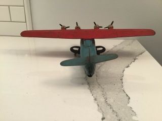 Vintage Wyandotte China Clipper Pressed Steel Red and Blue Airplane 5