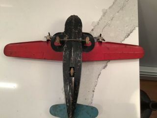 Vintage Wyandotte China Clipper Pressed Steel Red and Blue Airplane 6