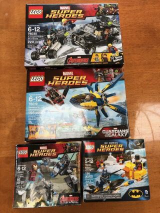 Lego Heroes 76030 Avengers,  76019 Guardians,  76029 Iron Man,  76010 Batman