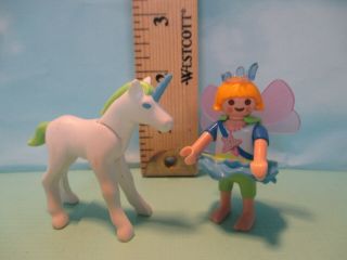 Playmobil Animal Unicorn Foal,  Girl Fairy W/ Pink Wings & Blue Crown