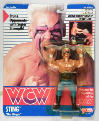 Galoob Toys Wcw Sting The Stinger Wrestling Blue Trunks Moc Card
