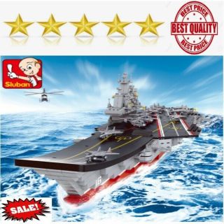 Sluban Toy Aircraft Carrier Building Bricks Blocks Set Military Ship Kids Gift