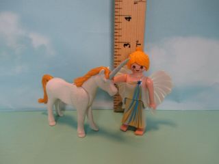 Playmobil Animals White Unicorn,  Fairy/ Angel W/ Blond Hair & White Wings