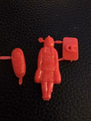 Cracker Jack Stand Up Indian Maiden R Toy - Orange Colored Plastic 1960s