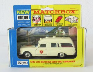 Vintage Lesney Matchbox King Size K - 6 Mercedes Ambulance Near 1967