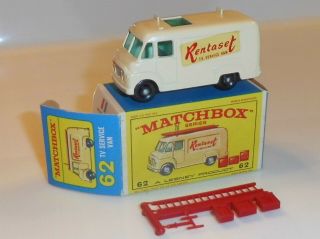 Vintage Matchbox 62 Tv Service Set W/ Ob,  Decal Error,  Parts On Tree,