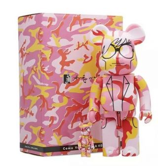 Medicom Be@rbrick Andy Warhol Pink Camo Version 400 & 100 Bearbrick Figures