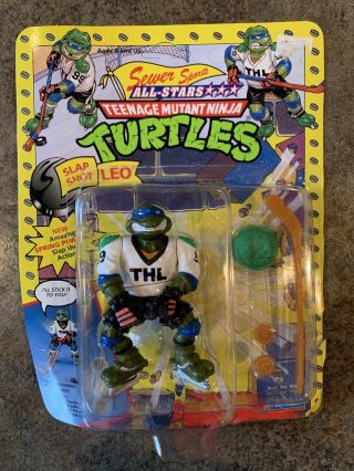 Vintage Tmnt Teenage Mutant Ninja Turtles Sewer Sports Slap Shot Leo Figure