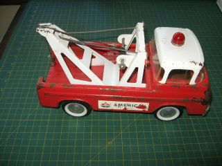 VINTAGE TOY NYLINT TOW TRUCK GAS OIL AMERICAN ADVERTISING FORD PRESSED STEEL NR 3