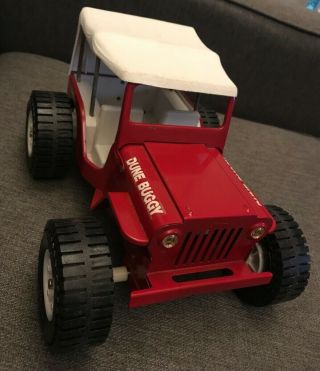Vintage Tonka Jeep Dune Buggy Red With White Top Pressed Steel And Stickers