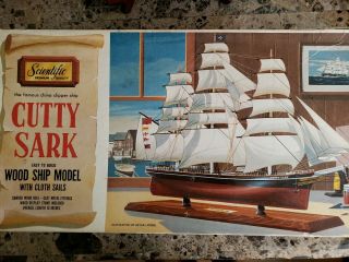 Scientific Wood Ship Model Cutty Sark Complete W/ Cloth Sails & Metal Fittings