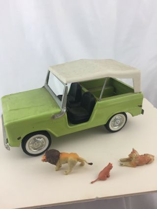 Vintage Nylint Ford Bronco Safari Truck - Lime Green Pressed Steel Toy