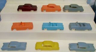 Plastic cereal premium F & F Mold and Die cars - 9 piece variety group 2
