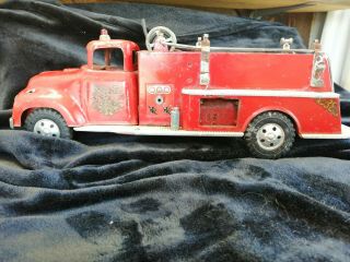 Vintage 1950’s Tonka No.  5 Metal Toy Pumper Fire Truck Solid Shape