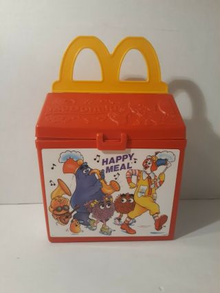 Vintage Mcdonalds Happy Meal Plastic Box Fisher Price 1989 Grimace Fry Kids Toy