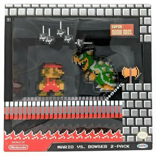 World Of Nintendo 2.  5 " 8 - Bit Classic Mario Vs Bowser Action Figure 2 - Pack