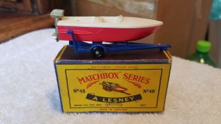 Matchbox Lesney Mb 48 Boat & Trailer Bpw Nm In C Box
