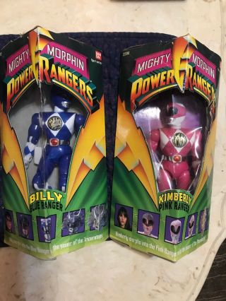 Two Power Rangers Blue And The Girl One Pink And Boxs
