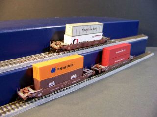 Micro - Trains Z,  3 - Cars W/containers,  70’ Gunderson Well Cars,  Nokl/nw Oklahoma Rr