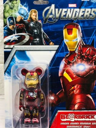F/s Be@rbrick Marvel Avengers Iron Man 100 Mark Vii Damage Ver Bearbrick