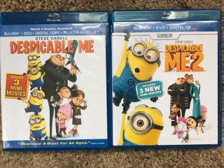 Despicable Me&despicable Me 2: Bluray/dvd/ultraviolet Movies With 3 Mini Movies