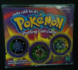 Pokemon Battling Coin Game Hasbro 1999 Includes Grimer Pinair and Magneton 4