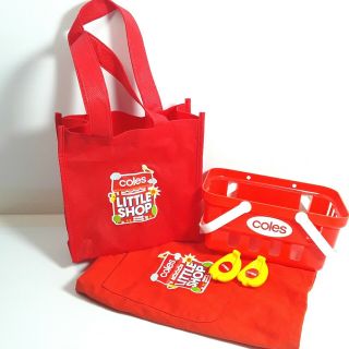 Coles Little Shop Toy Shopping Basket Grocery Bag Apron Bananas Bulk