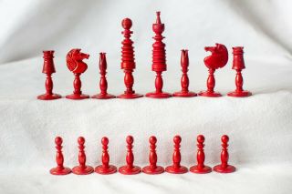 Old Chess Set Made Of Bone